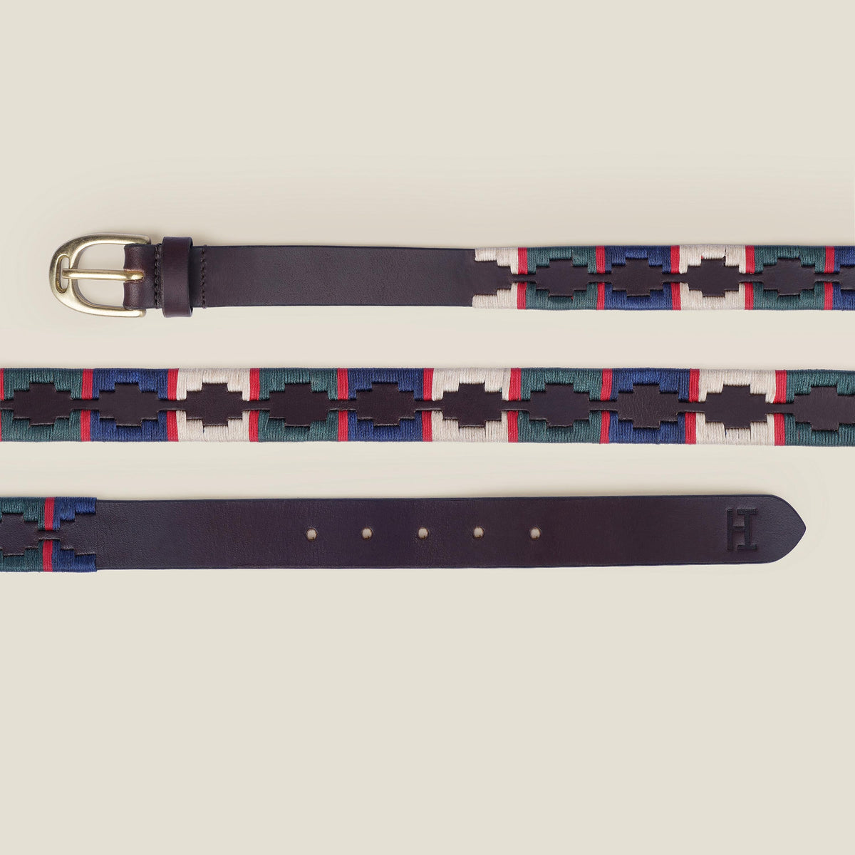 Handmade  Argentine Gaucho Style Polo Belt: Full Grain Leather, Vegetable Tanned, Stirrup Buckle