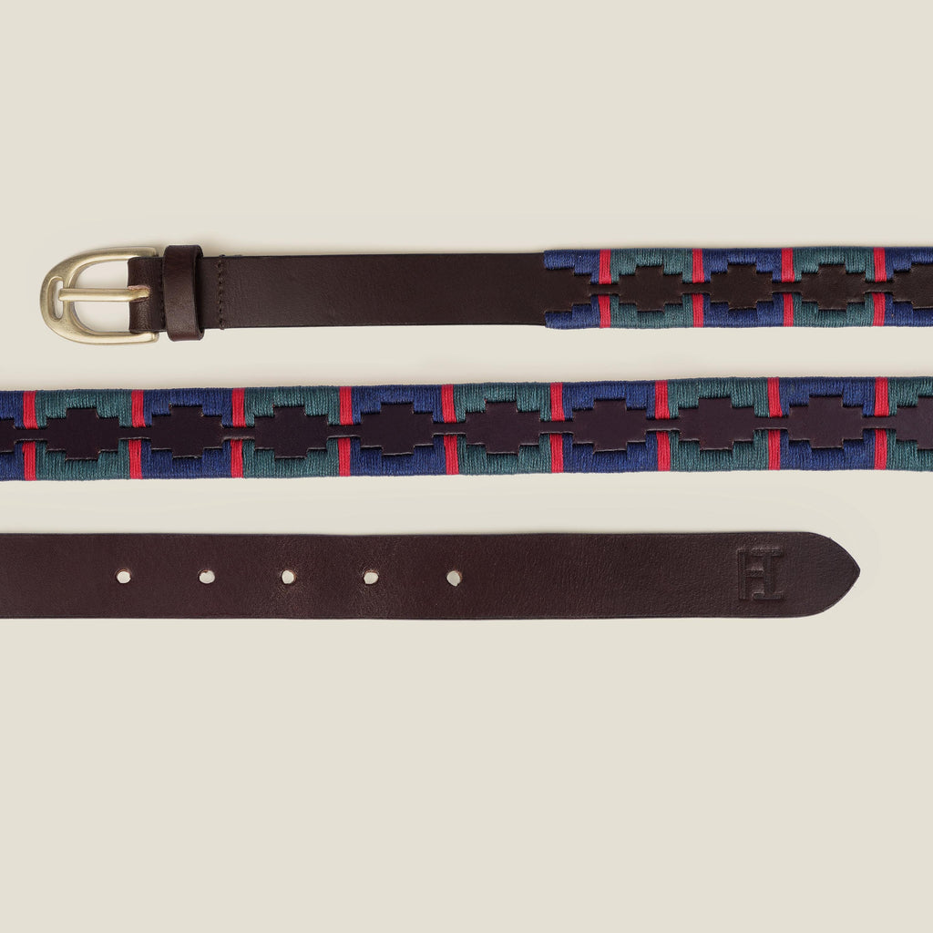 Handmade  Argentine Gaucho Style Polo Belt: Full Grain Leather, Vegetable Tanned, Stirrup Buckle