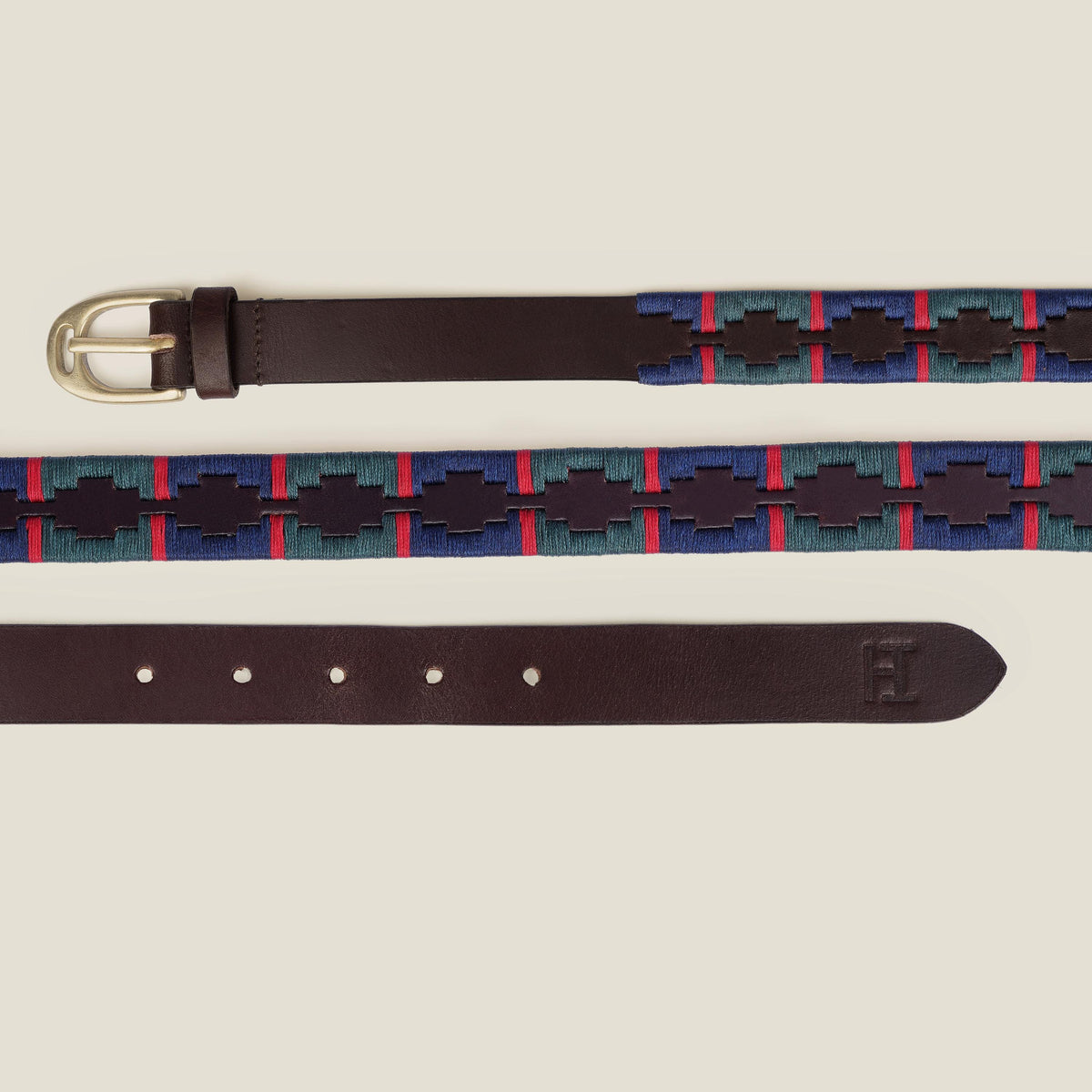 Handmade  Argentine Gaucho Style Polo Belt: Full Grain Leather, Vegetable Tanned, Stirrup Buckle