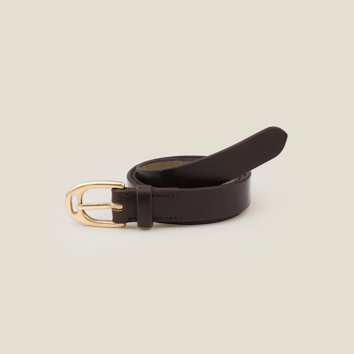 Handmade Full Grain Leather Belt: Vegetable Tanned, Stirrup Buckle